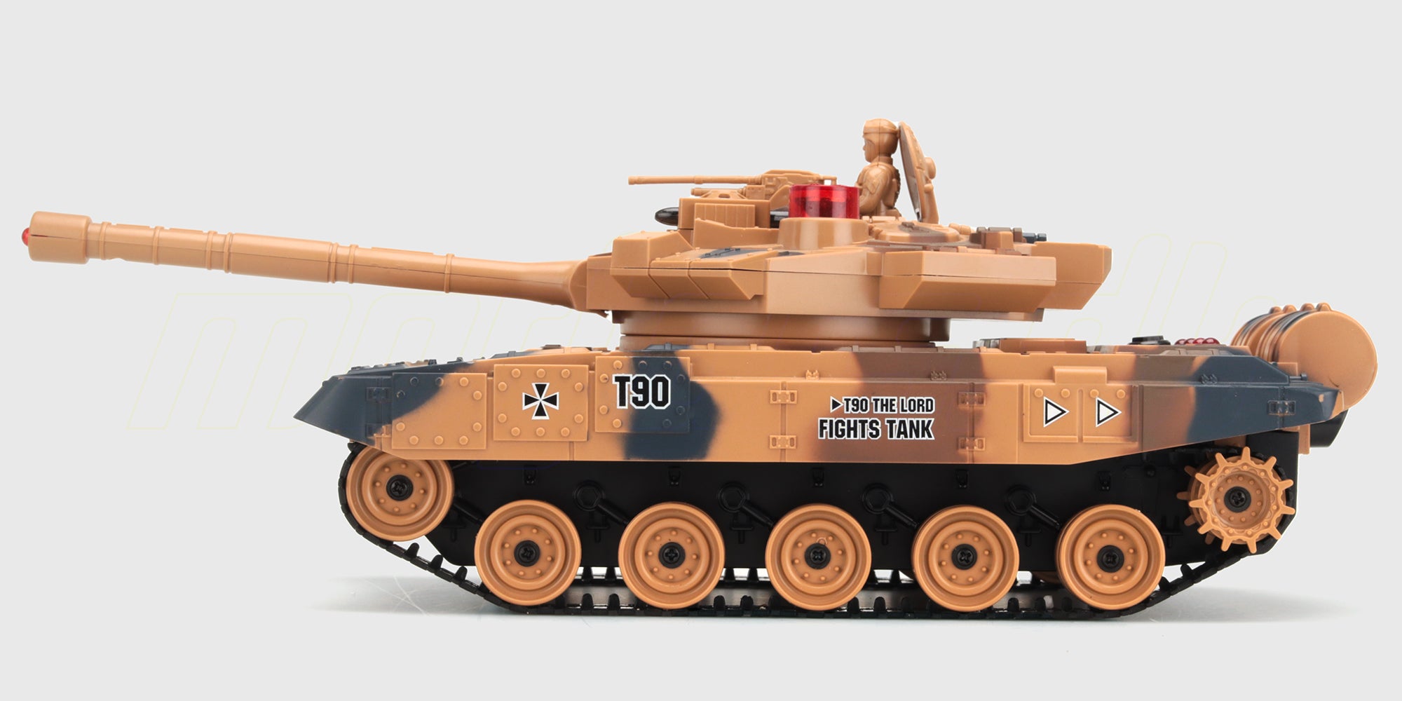 Detaljeret fjernstyret T-90 kampvogn i realistisk camouflage klar til kamp.