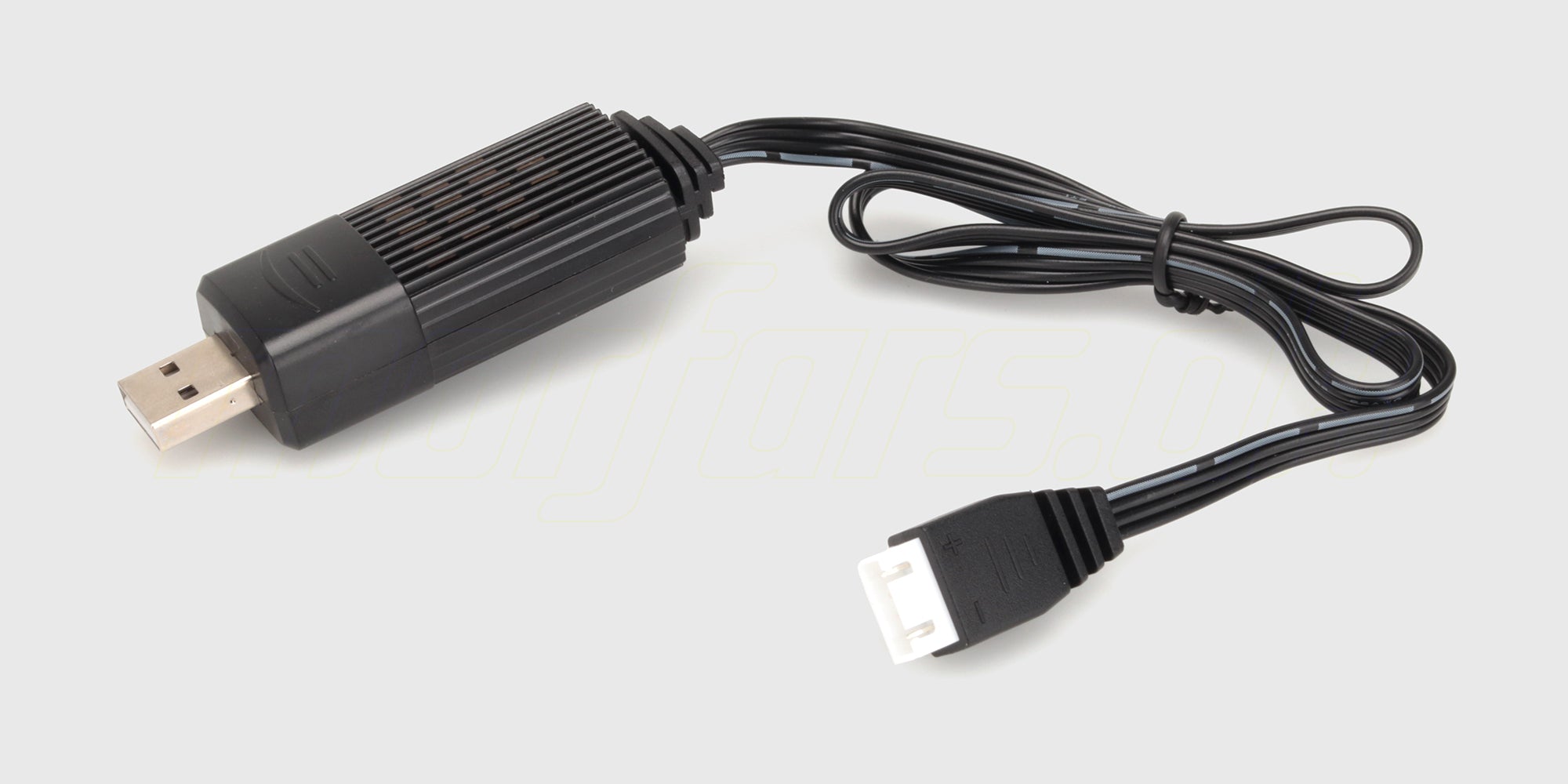 HyperGo USB-ladekabel til 3S LiPo batterier med sort ledning og hvidt balance-stik til MJX fjernstyrede biler.