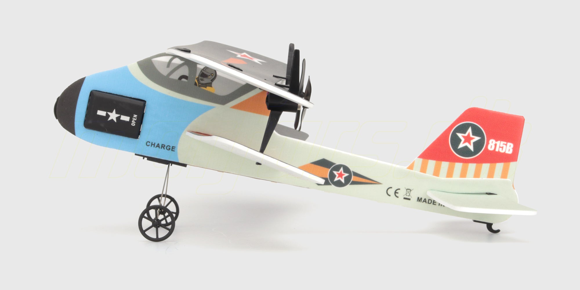 Lille Mini Glider kastefly i hvidt skum med blå detaljer til sjov udendørs leg.