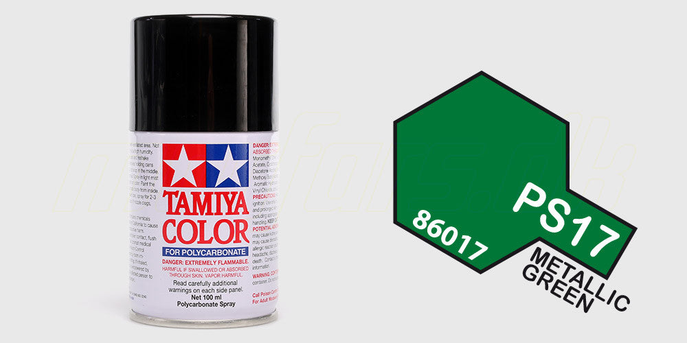 Tamiya Color PS-17 metallic grøn spraymaling til polycarbonat karosserier på fjernstyrede biler.