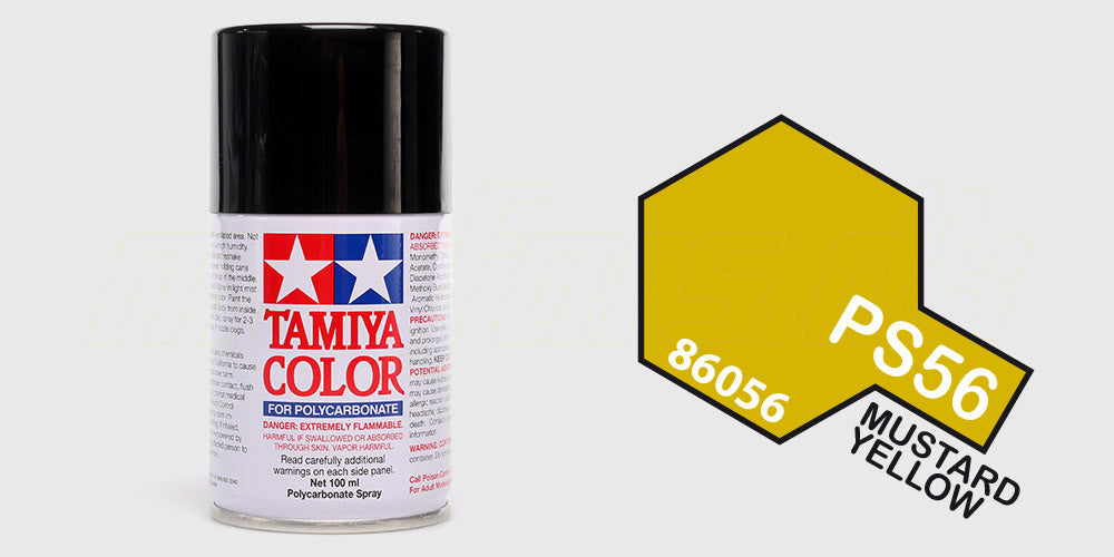 Tamiya Color PS-56 Mustard Yellow spraymaling til Lexan karosserier på fjernstyrede biler.