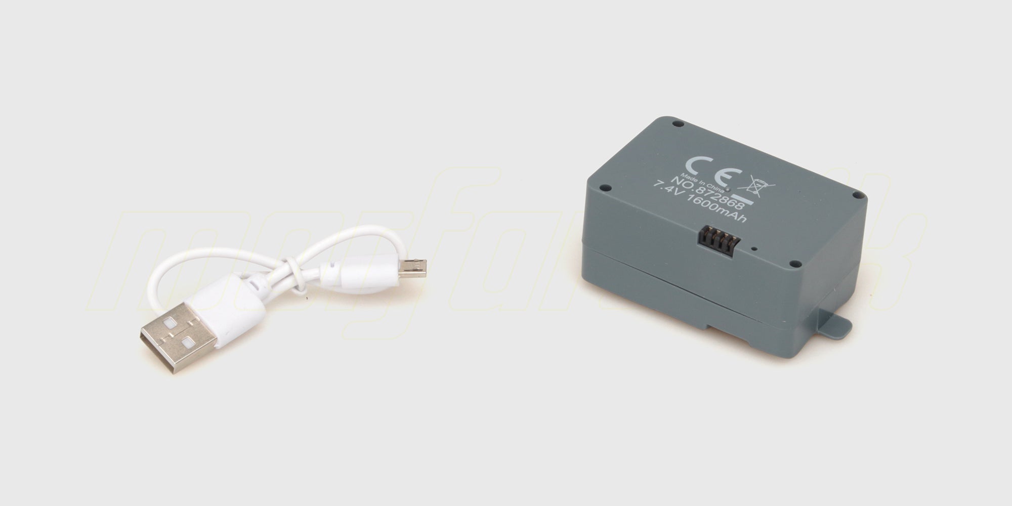 Genopladeligt batteri og USB-oplader til Fighter Jet Brushless fjernstyret flyvemaskine.