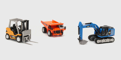 Mini Engineering Car med gaffeltruck, dumper og gravemaskine