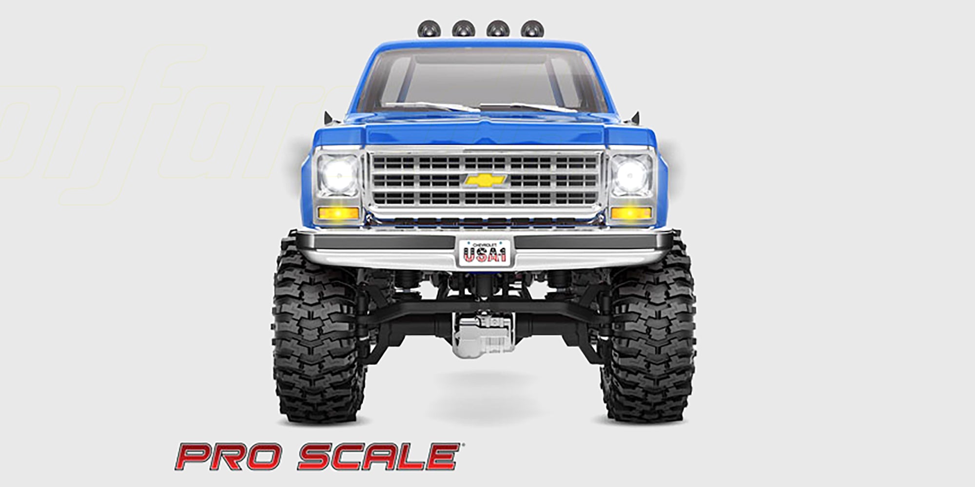 Traxxas TRX-4M Chevrolet K-10 LED-lyssæt med taglygtebar og kofangerlys vist i original emballage.